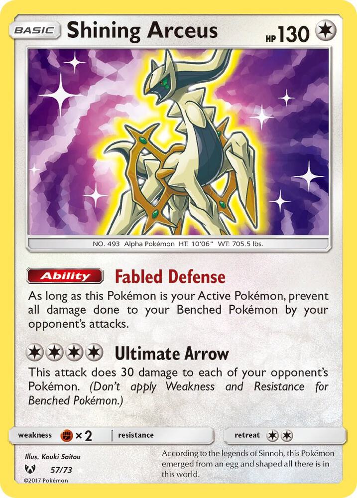 Shining Arceus Shiny Holo Rare Shining Legends 57/73 NM (Back)