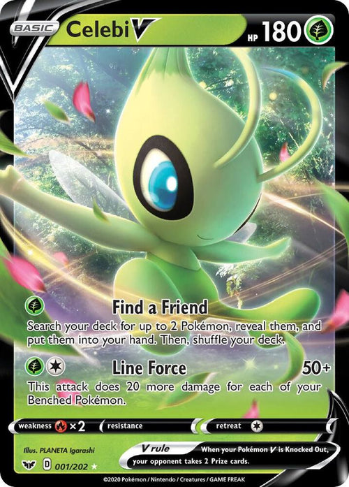 Celebi V Ultra Rare SWSH01: Sword & Shield Base Set 001/202 NM