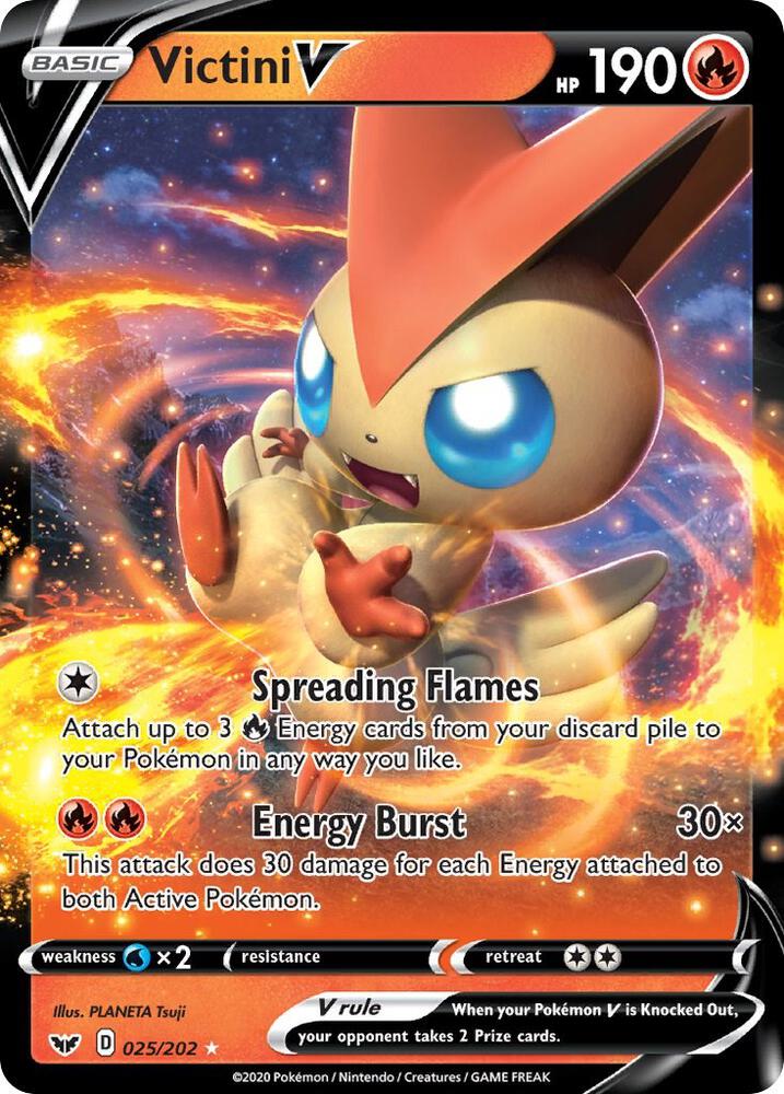 Victini V Ultra Rare SWSH01: Sword & Shield Base Set 025/202 NM