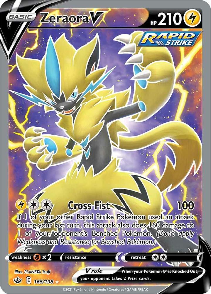 Zeraora V (Full Art) Ultra Rare SWSH06: Chilling Reign 165/198 NM (Back)