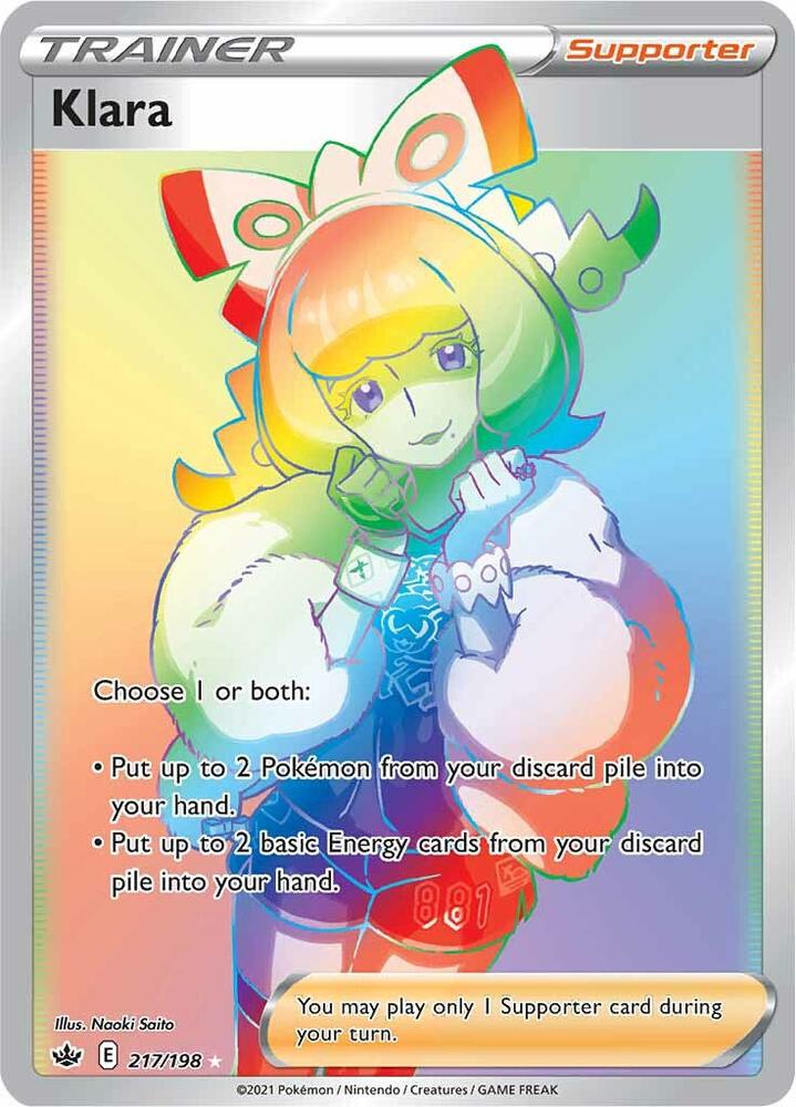 Klara (Secret) Secret Rare SWSH06: Chilling Reign 217/198 NM