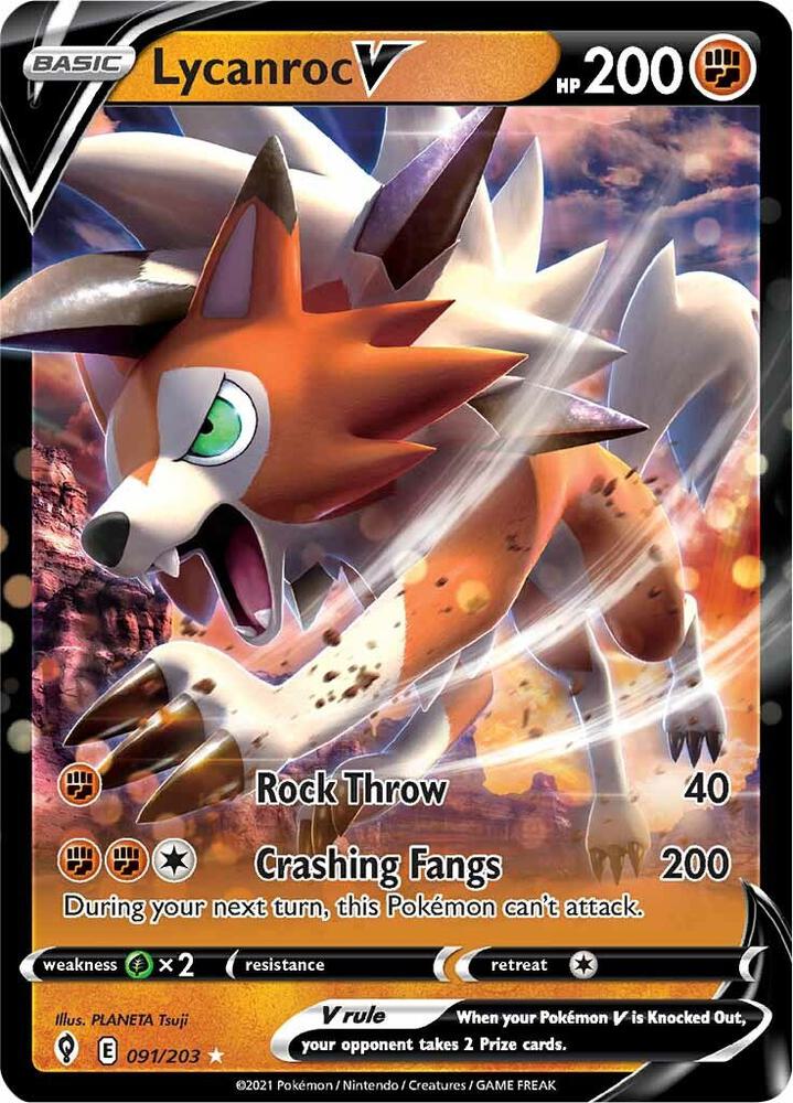 Lycanroc V Ultra Rare SWSH07: Evolving Skies 091/203 NM