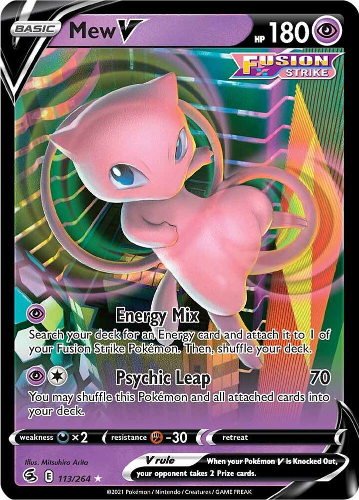 Mew V Ultra Rare SWSH08: Fusion Strike 113/264 NM