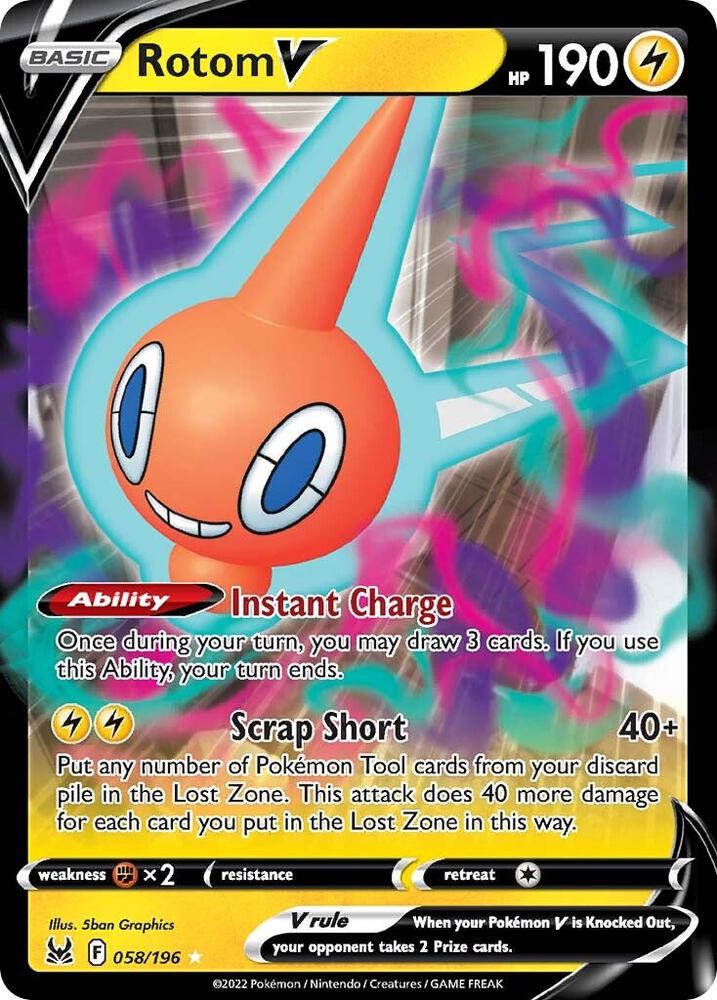 Rotom V Ultra Rare SWSH11: Lost Origin 058/196 NM (Back)