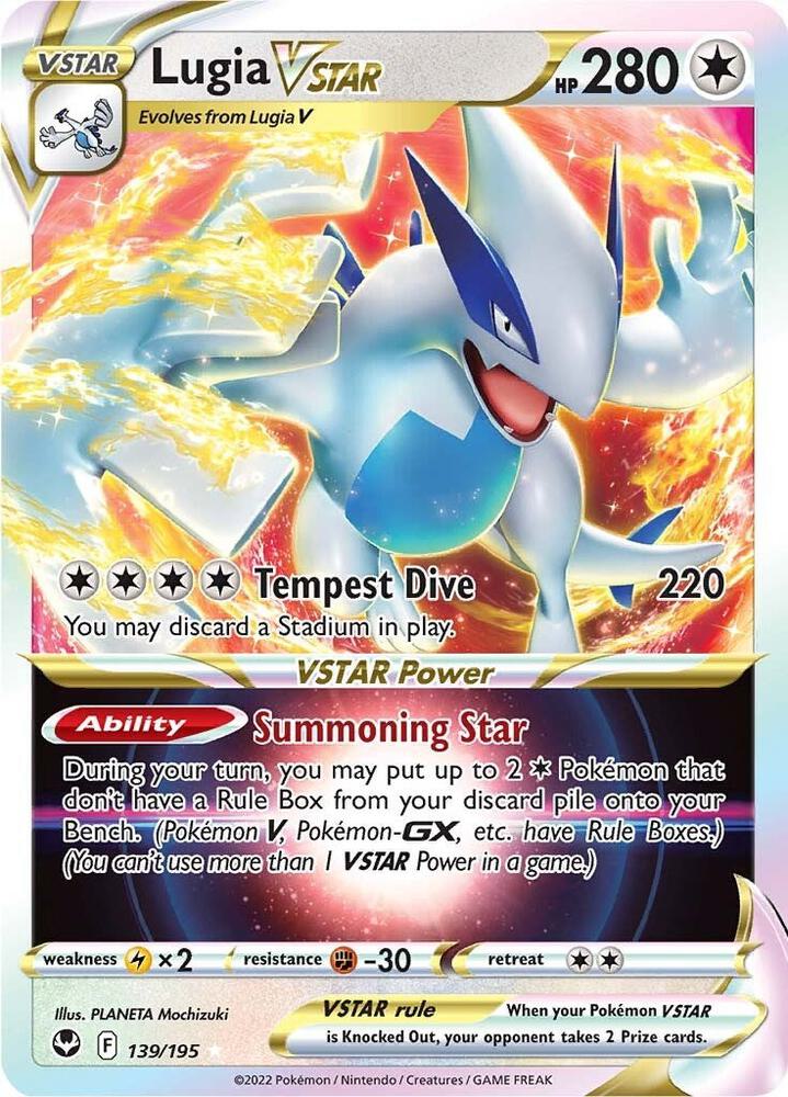 Lugia VSTAR Ultra Rare SWSH12: Silver Tempest 139/195 NM (Back)