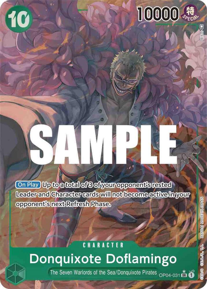 Donquixote Doflamingo (031) (Alternate Art) SR Kingdoms of Intrigue OP04-031 NM (Back)
