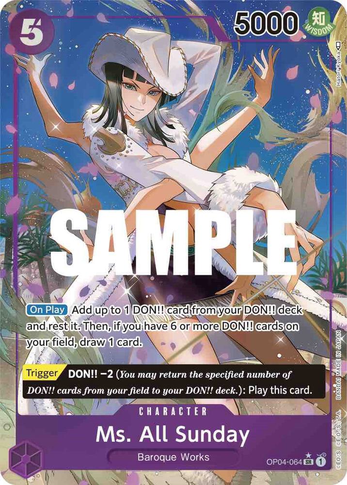 Ms. All Sunday (Alternate Art) SR Kingdoms of Intrigue OP04-064 NM (Back)