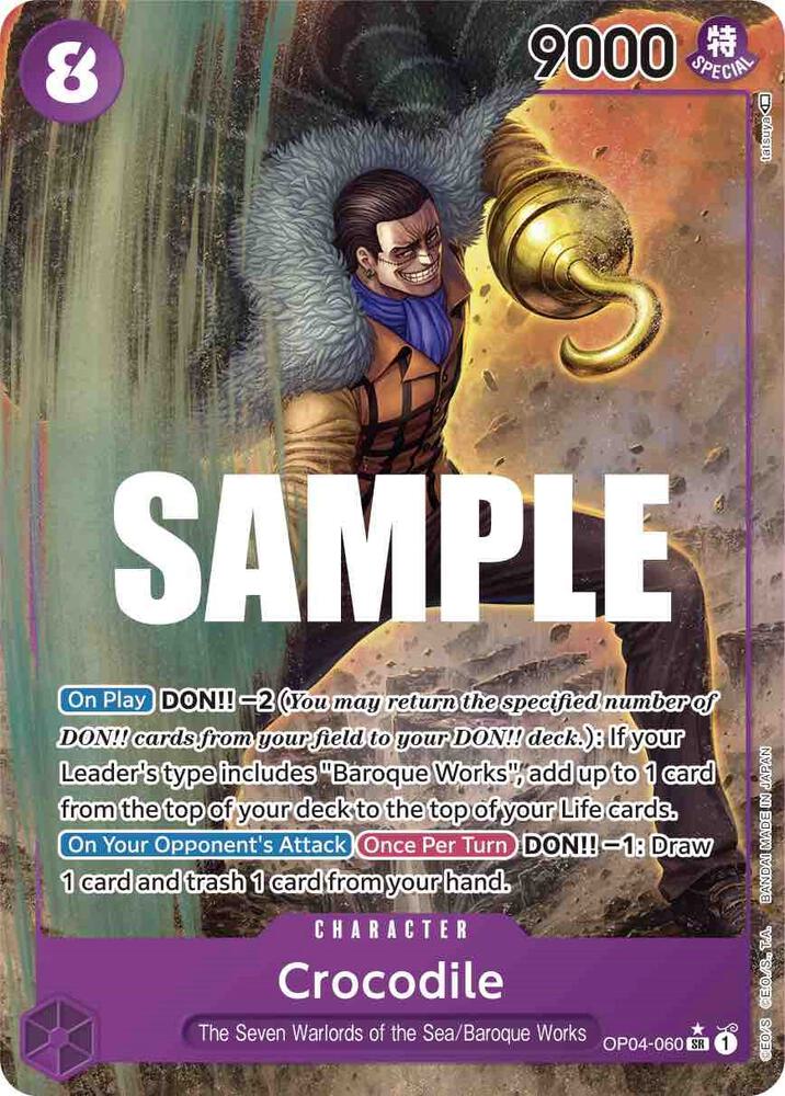 Crocodile (060) (Alternate Art) SR Kingdoms of Intrigue OP04-060 NM (Back)