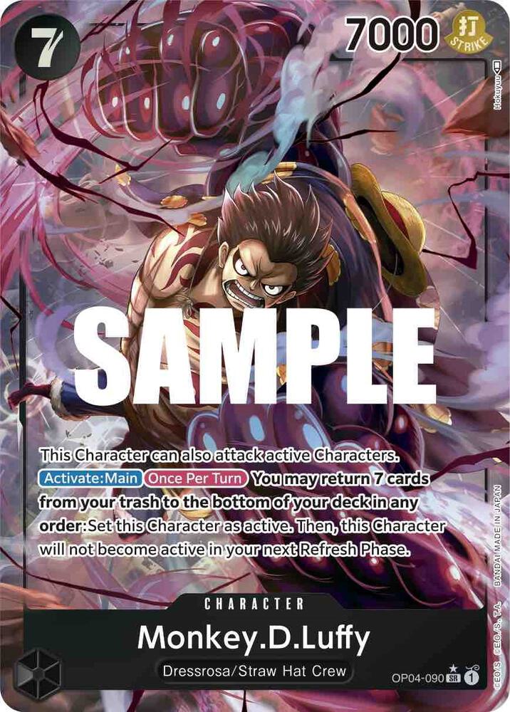 Monkey.D.Luffy (090) (Alternate Art) SR Kingdoms of Intrigue OP04-090 NM (Back)
