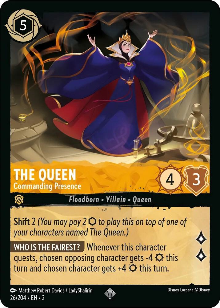 The Queen - Commanding Presence Super Rare Rise of the Floodborn 26/204 NM (Back)