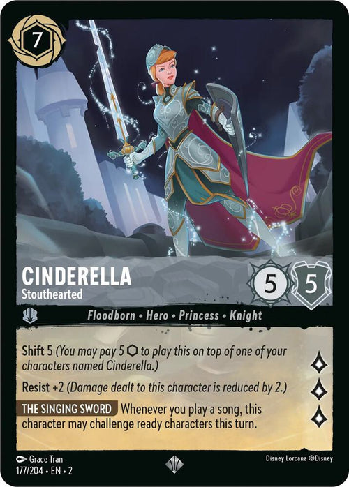 Cinderella - Stouthearted Super Rare Rise of the Floodborn 177/204 NM (Back)