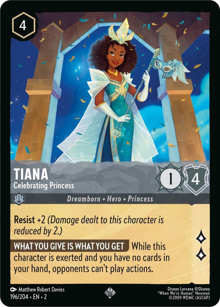 Tiana - Celebrating Princess Super Rare Rise of the Floodborn 196/204 NM (Back)