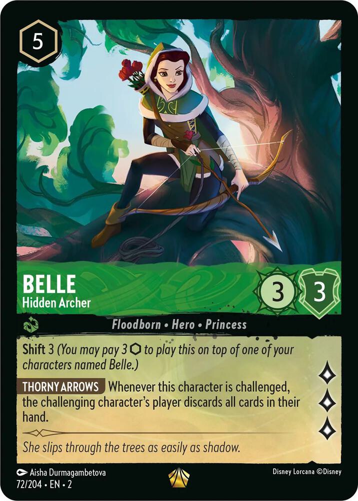 Belle - Hidden Archer Legendary Rise of the Floodborn 72/204 NM (Back)