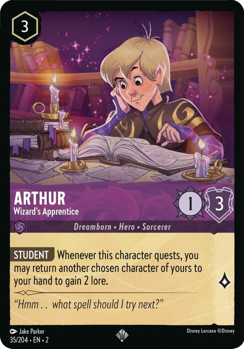 Arthur - Wizard's Apprentice Super Rare Rise of the Floodborn 35/204 NM (Back)