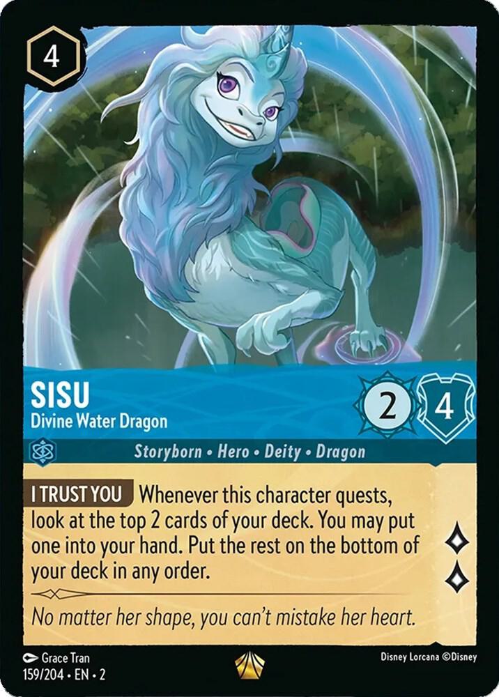 Sisu - Divine Water Dragon Legendary Rise of the Floodborn 159/204 NM (Back)