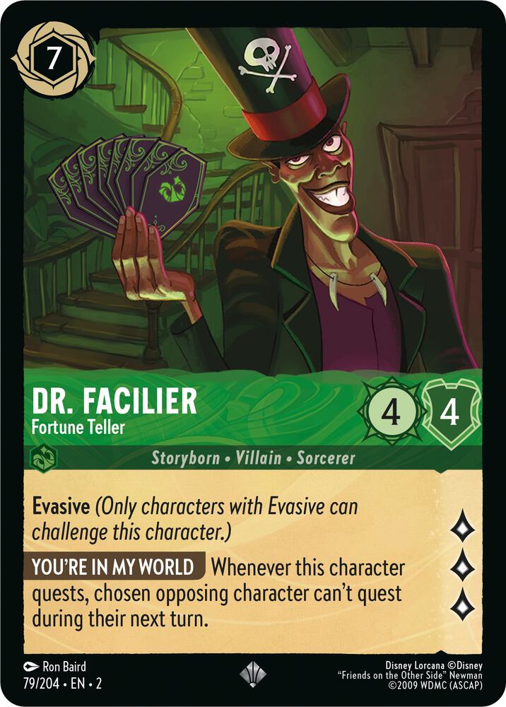 Dr. Facilier - Fortune Teller Super Rare Rise of the Floodborn 79/204 NM (Back)