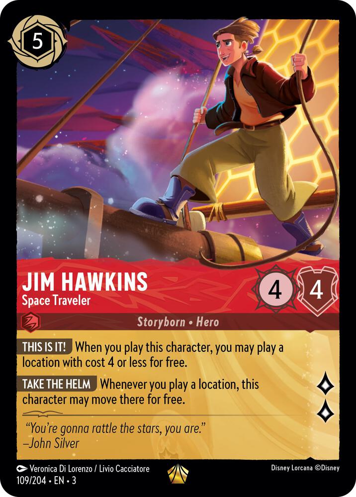 Jim Hawkins - Space Traveler Legendary Into the Inklands 109/204 NM (Back)