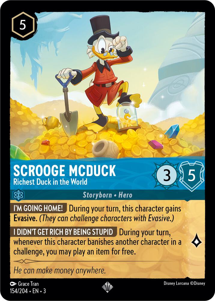 Scrooge McDuck - Richest Duck in the World Super Rare Into the Inklands 154/204 NM (Back)