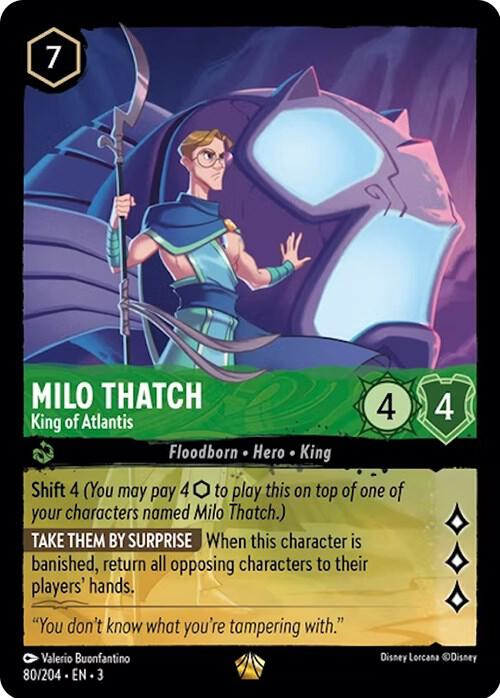 Milo Thatch - King of Atlantis Legendary Into the Inklands 80/204 NM (Back)
