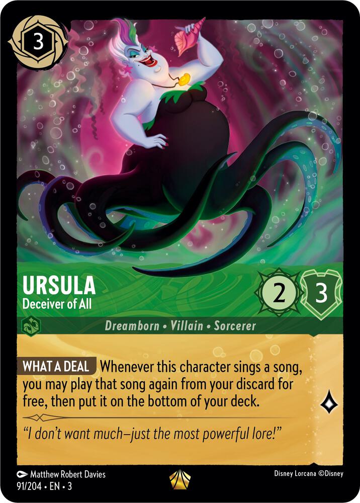 Ursula - Deceiver of All Legendary Into the Inklands 91/204 NM (Back)