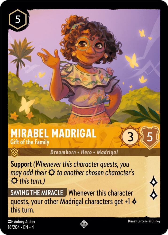 Mirabel Madrigal - Gift of the Family Super Rare Ursula's Return 18/204 NM (Back)