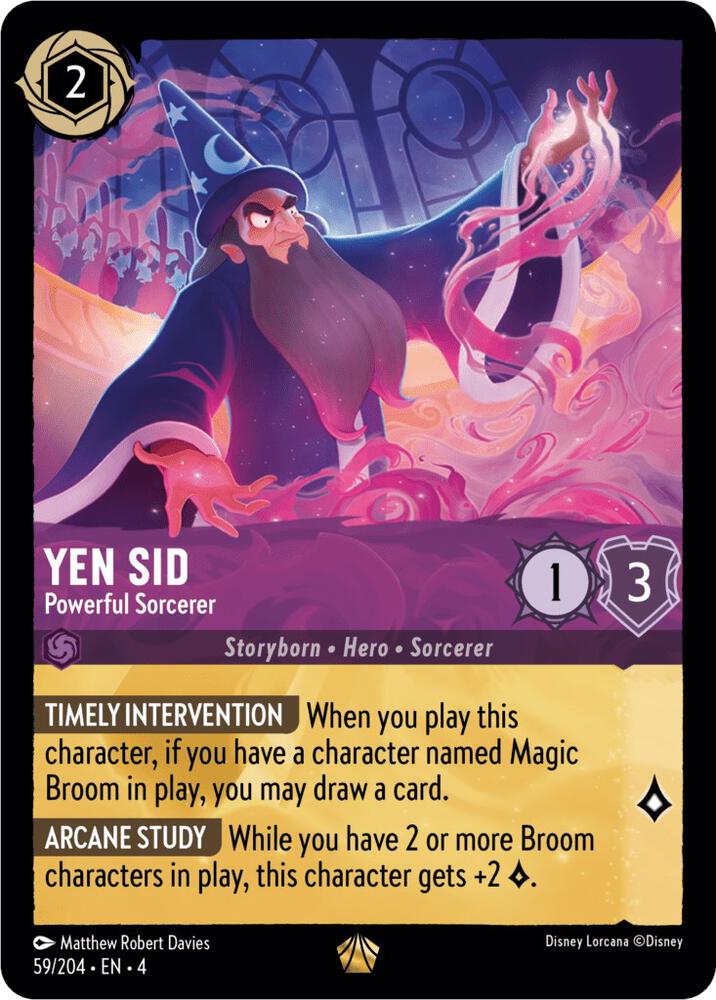 Yen Sid - Powerful Sorcerer Legendary Ursula's Return 59/204 NM (Back)