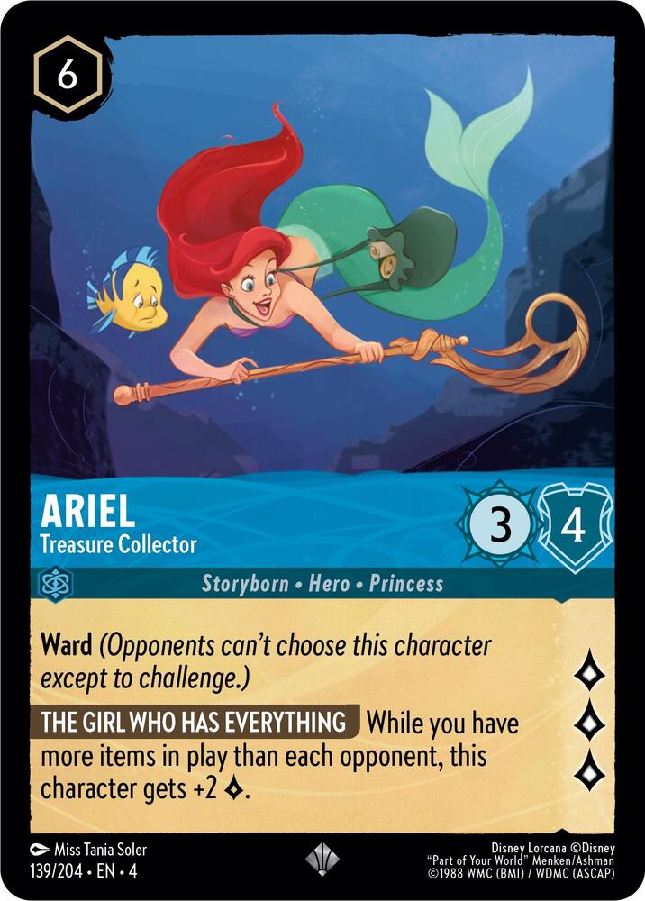 Ariel - Treasure Collector Super Rare Ursula's Return 139/204 NM (Back)