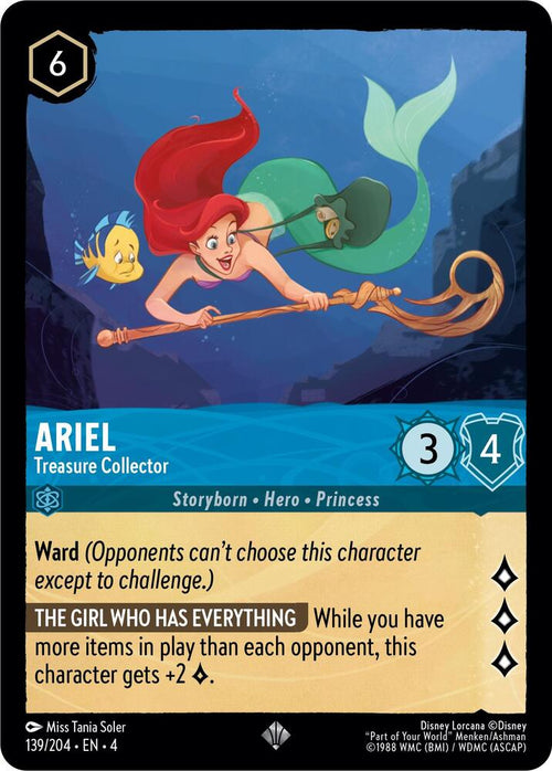 Ariel - Treasure Collector Super Rare Ursula's Return 139/204 NM (Back)