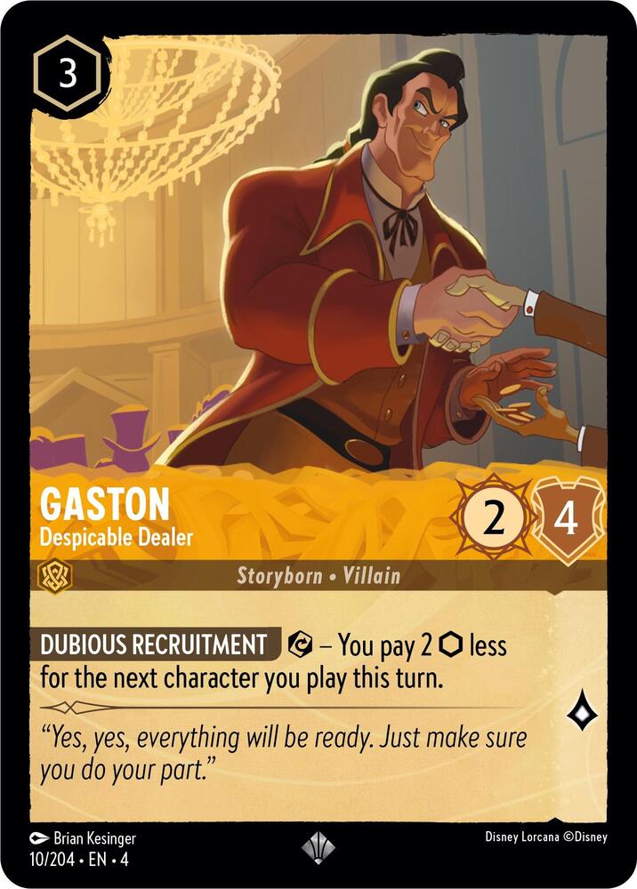 Gaston - Despicable Dealer Super Rare Ursula's Return 10/204 NM (Back)