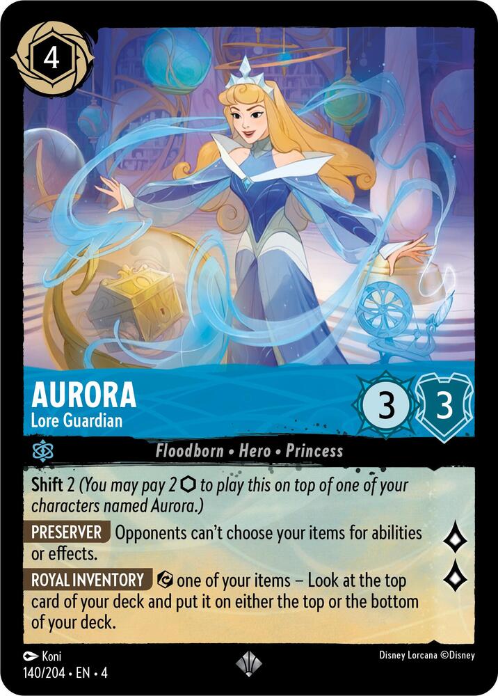 Aurora - Lore Guardian Super Rare Ursula's Return 140/204 NM (Back)