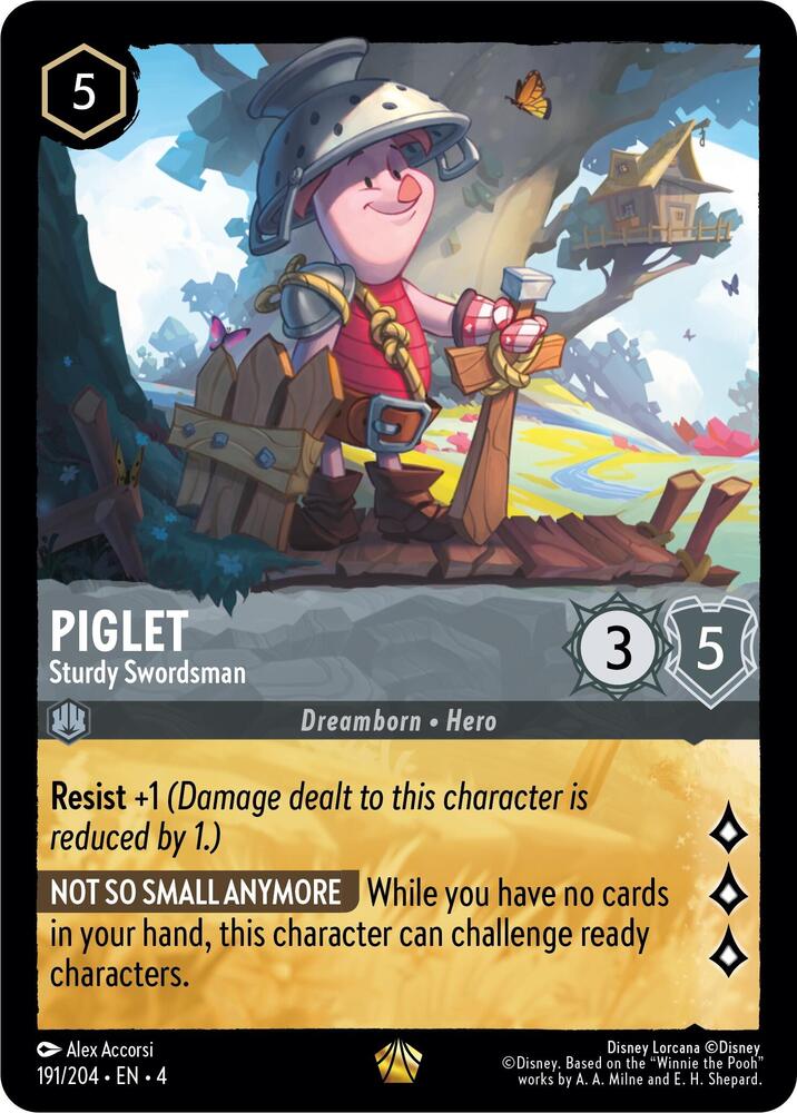 Piglet - Sturdy Swordsman Legendary Ursula's Return 191/204 NM (Back)