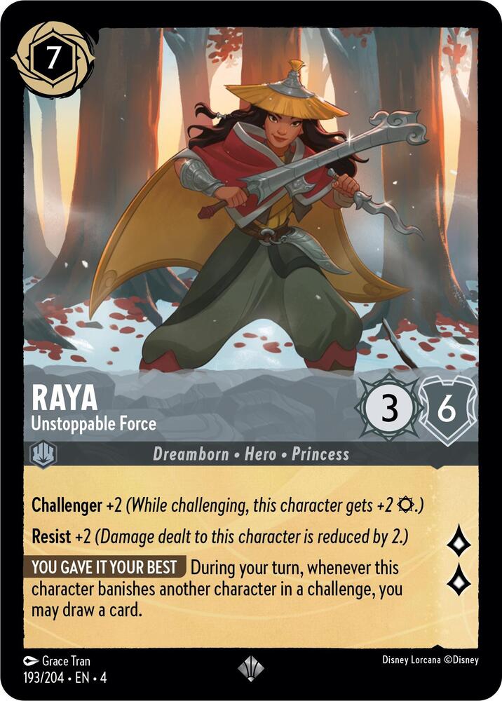 Raya - Unstoppable Force Super Rare Ursula's Return 193/204 NM (Back)
