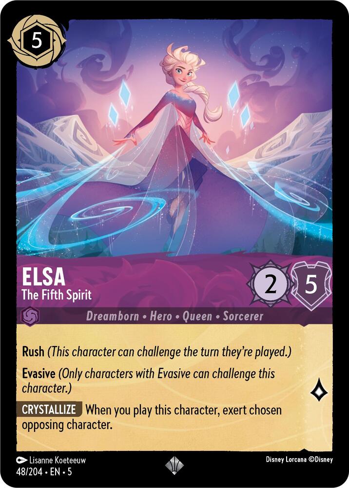 Elsa - The Fifth Spirit Super Rare Shimmering Skies 48/204 NM (Back)