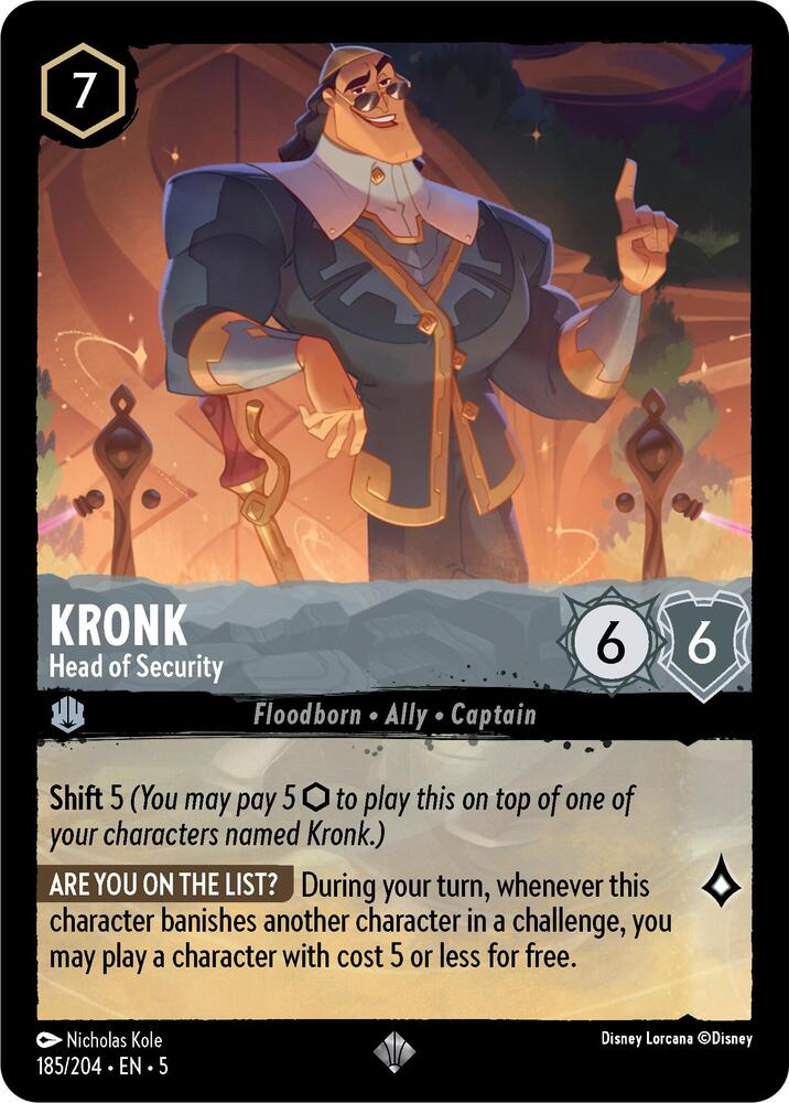 Kronk - Head of Security Super Rare Shimmering Skies 185/204 NM (Back)