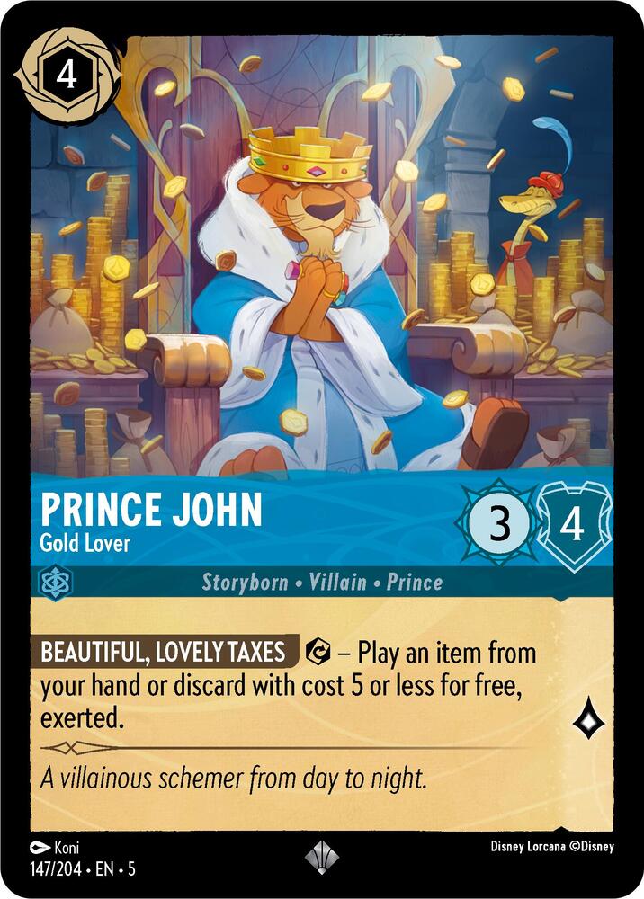 Prince John - Gold Lover Super Rare Shimmering Skies 147/204 NM (Back)