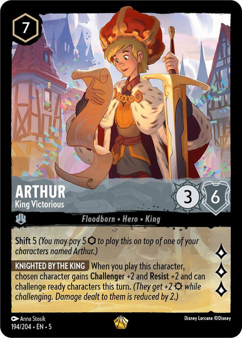 Arthur - King Victorious Legendary Shimmering Skies 194/204 NM (Back)
