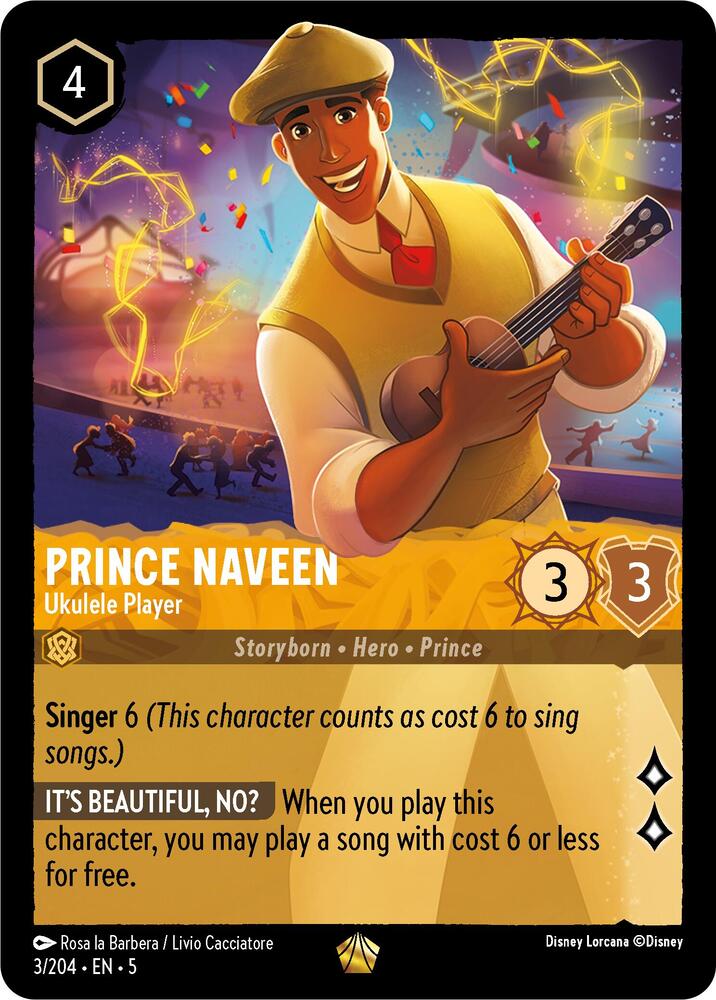Prince Naveen - Ukulele Player Legendary Shimmering Skies 3/204 NM (Back)