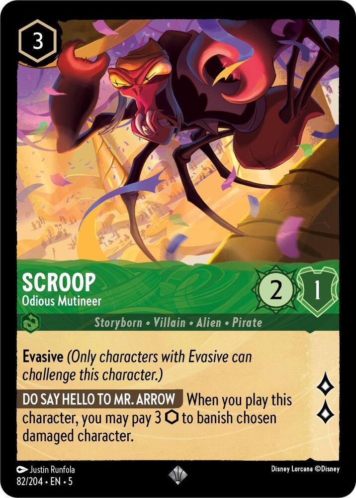 Scroop - Odious Mutineer Super Rare Shimmering Skies 82/204 NM (Back)