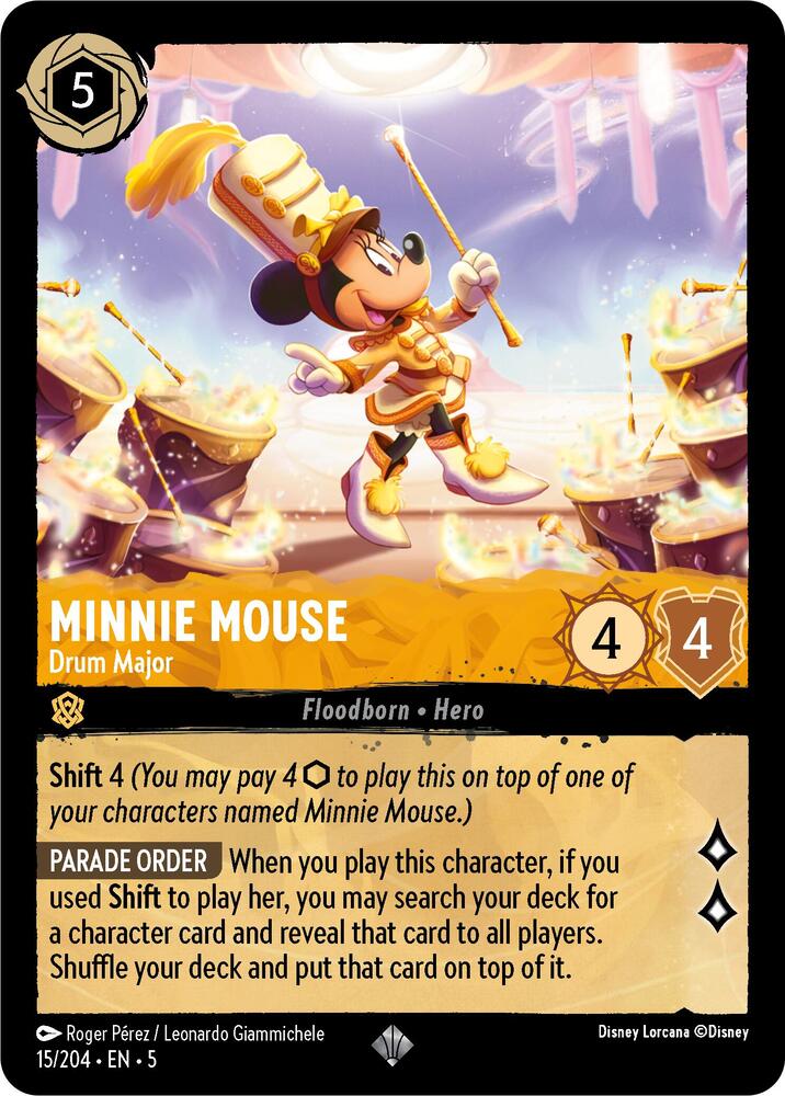 Minnie Mouse - Drum Major Super Rare Shimmering Skies 15/204 NM (Back)