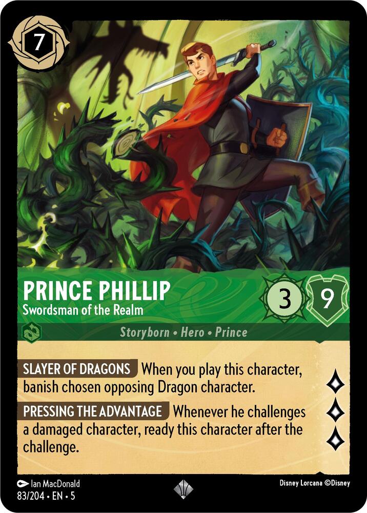 Prince Phillip - Swordsman of the Realm Super Rare Shimmering Skies 83/204 NM (Back)