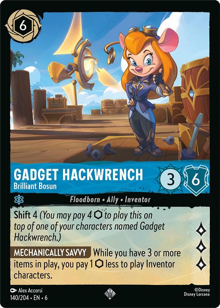 Gadget Hackwrench - Brilliant Bosun Super Rare Azurite Sea 140/204 NM (Back)