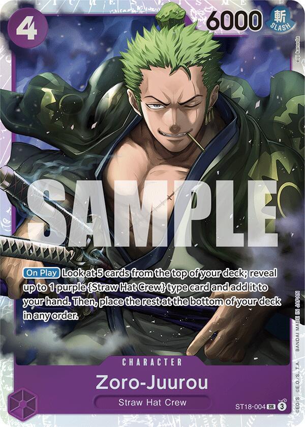 Zoro-Juurou SR Starter Deck 18: PURPLE Monkey.D.Luffy ST18-004 NM (Back)