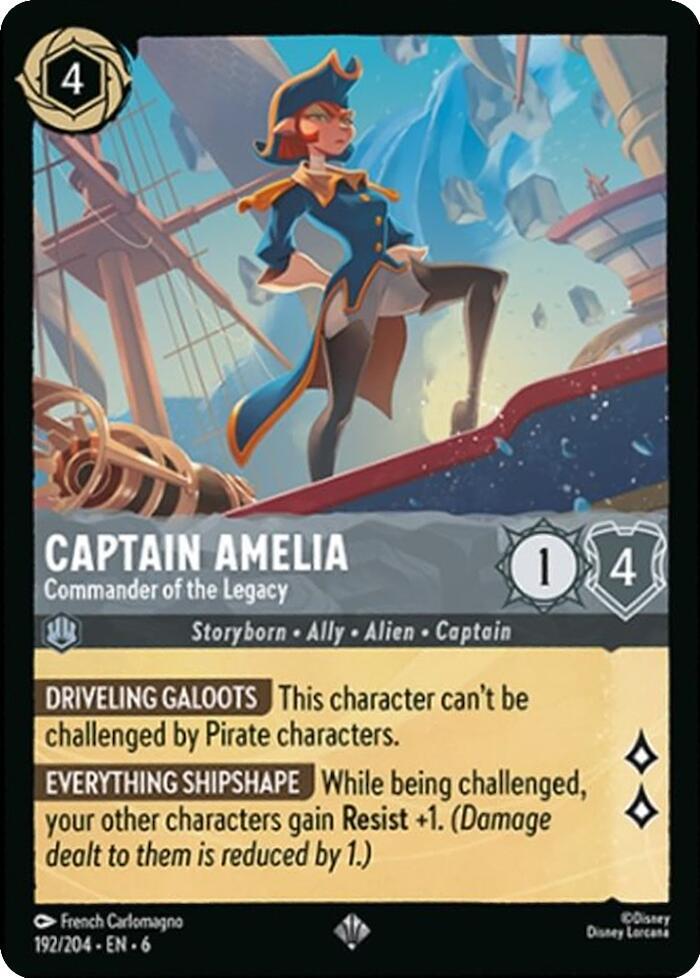 Captain Amelia - Commander of the Legacy Super Rare Azurite Sea 192/204 NM (Back)