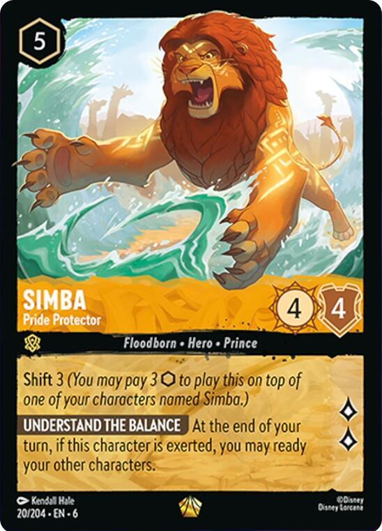 Simba - Pride Protector Legendary Azurite Sea 20/204 NM (Back)