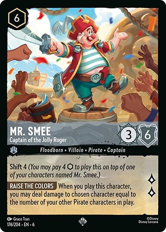 Mr. Smee - Captain of the Jolly Roger Super Rare Azurite Sea 176/204 NM (Back)
