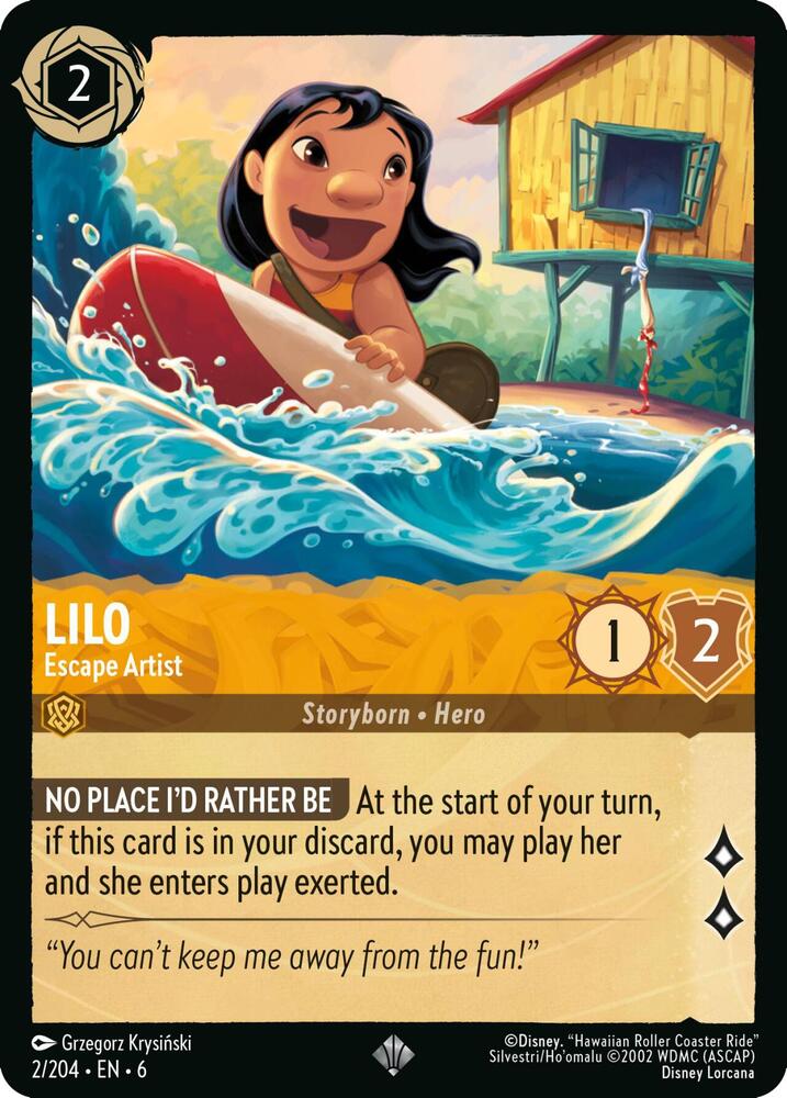 Lilo - Escape Artist Super Rare Azurite Sea 2/204 NM (Back)
