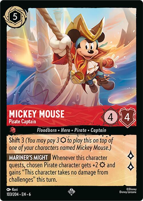Mickey Mouse - Pirate Captain Super Rare Azurite Sea 103/204 NM (Back)