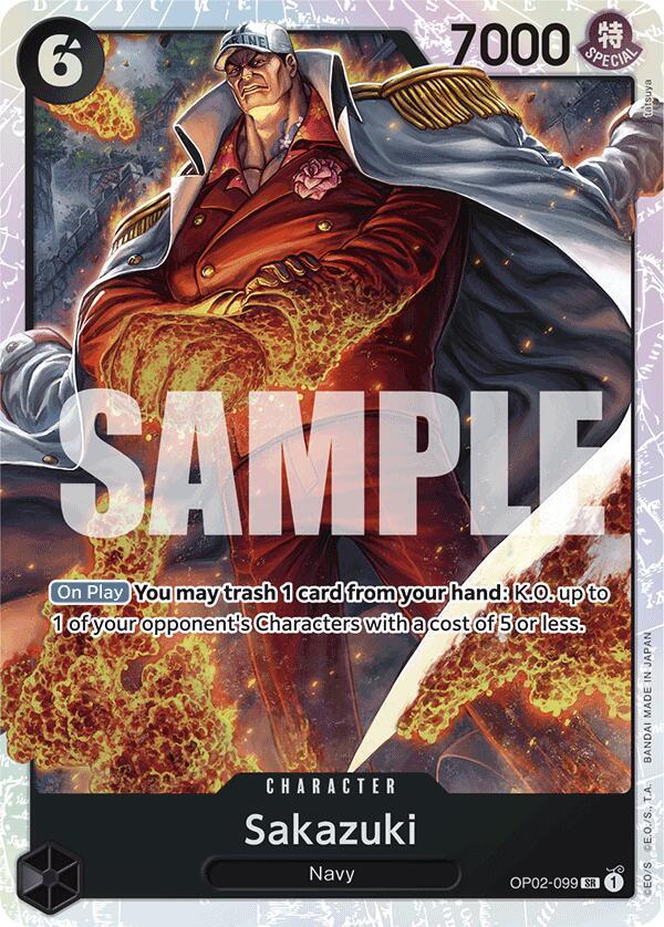 Sakazuki (Reprint) SR Premium Booster -The Best- OP02-099 NM (Back)