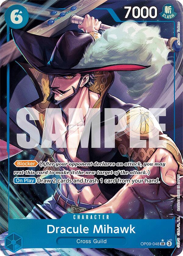 Dracule Mihawk (Parallel) SR Emperors in the New World OP09-048 NM (Back)