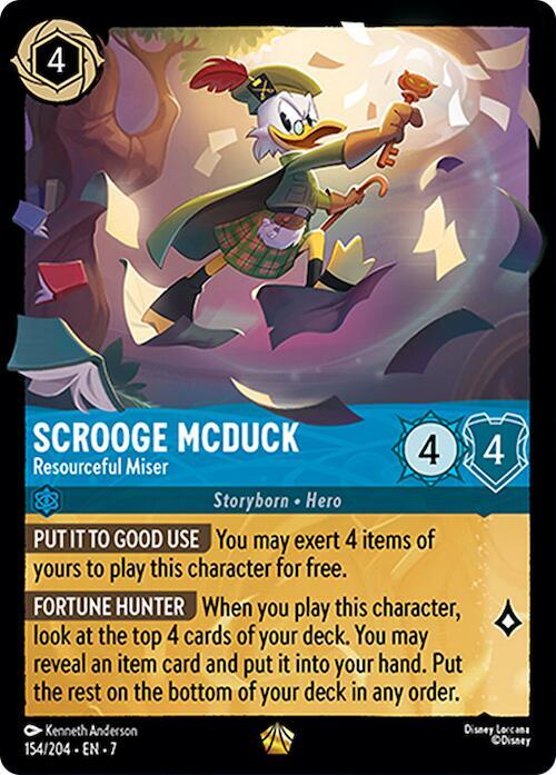 Scrooge McDuck - Resourceful Miser Legendary Archazia's Island 154/204 NM (Back)